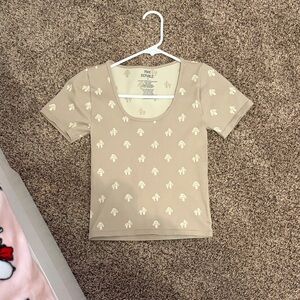 Pink Republic Tan Short Sleeve Tee with Cream Accents